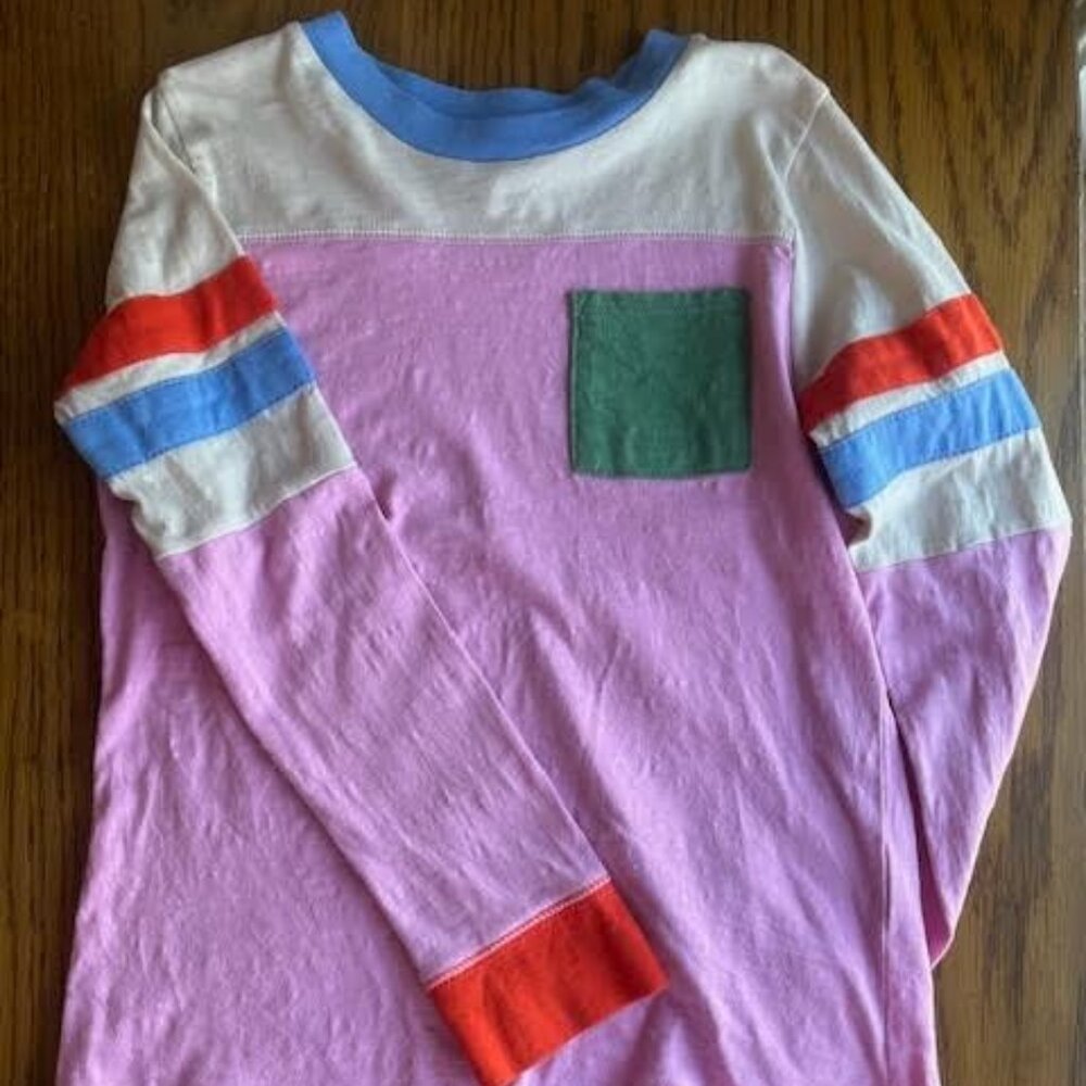 Mini Boden long sleeve color block shirt size 8-9
